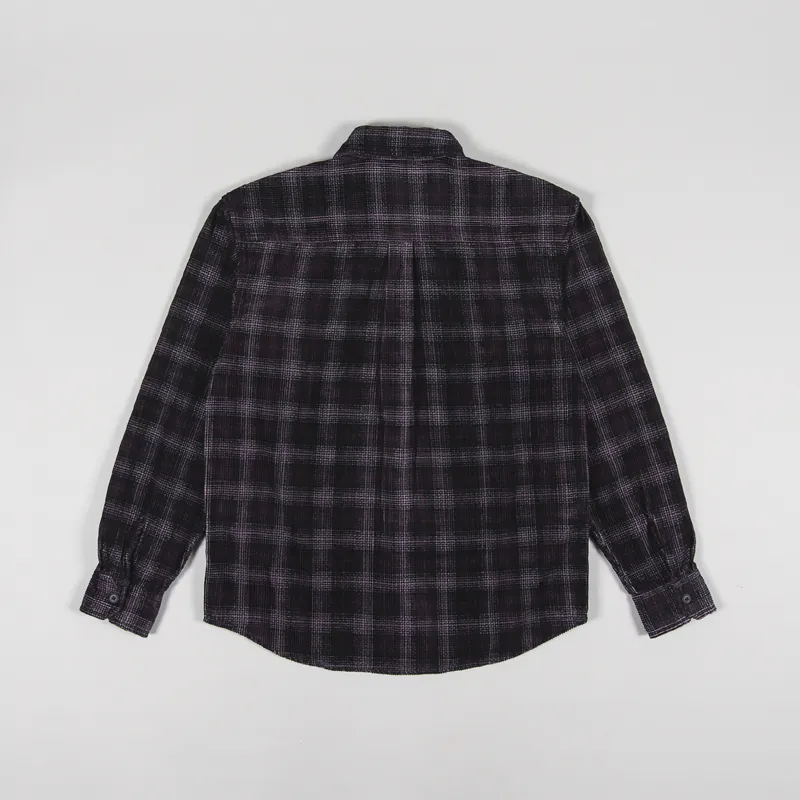Carhartt WIP Long Sleeve Flint Shirt Wiley Check Dark Plum Rinsed-5