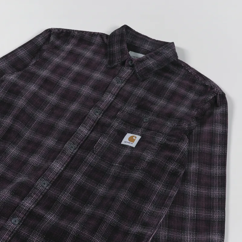 Carhartt WIP Long Sleeve Flint Shirt Wiley Check Dark Plum Rinsed-1
