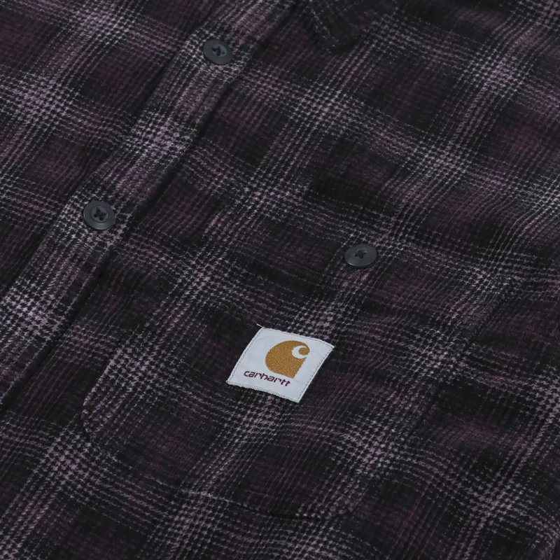 Carhartt WIP Long Sleeve Flint Shirt Wiley Check Dark Plum Rinsed-2