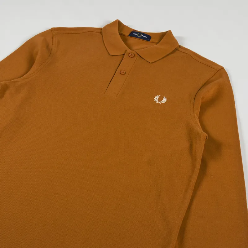 Fred Perry Long Sleeve Plain Shirt Nut Flake-2