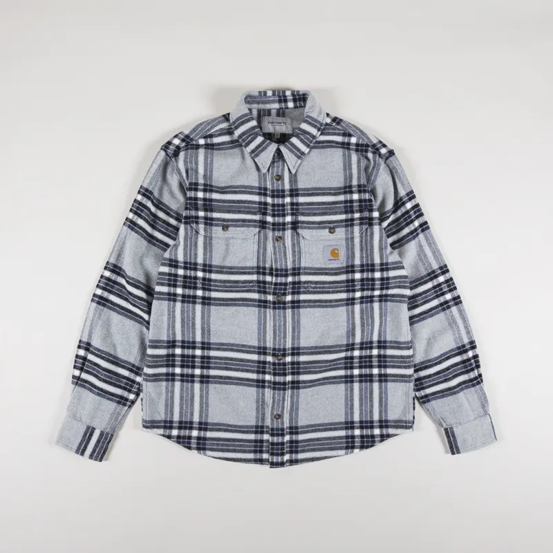 Carhartt WIP Mens Long Sleeve Hawkins Shirt Grey Heather Blue