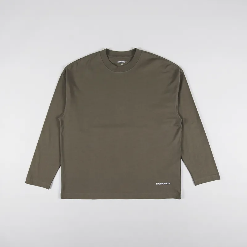 Carhartt WIP Long Sleeve Link Script T Shirt Nettle White