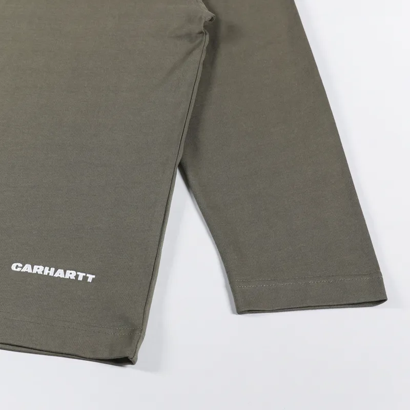 Carhartt WIP Long Sleeve Link Script T Shirt Nettle White-5