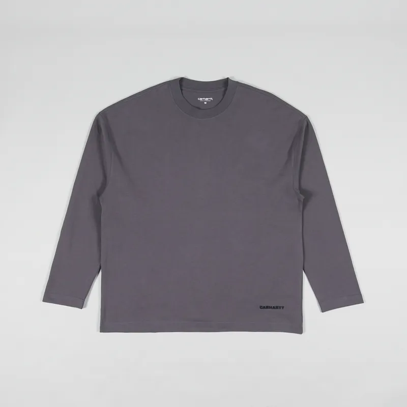 Carhartt WIP Long Sleeve Link Script T Shirt Rhino Black