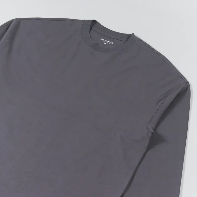 Carhartt WIP Long Sleeve Link Script T Shirt Rhino Black-2