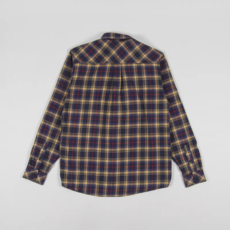 Carhartt WIP Long Sleeve Lermond Check Shirt Ochre Dark Navy-1