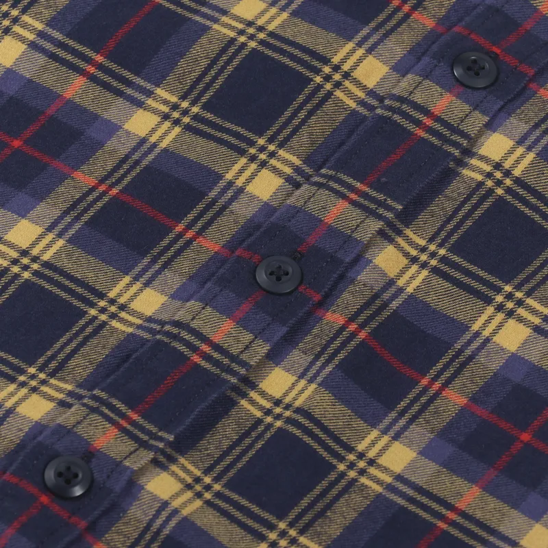 Carhartt WIP Long Sleeve Lermond Check Shirt Ochre Dark Navy-5