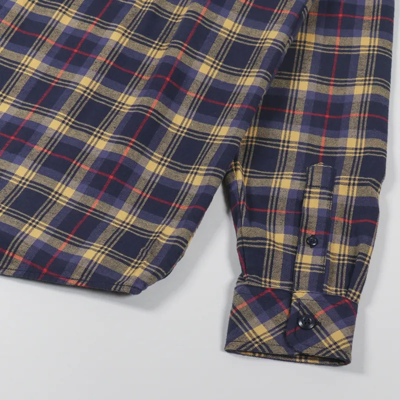 Carhartt WIP Long Sleeve Lermond Check Shirt Ochre Dark Navy-4