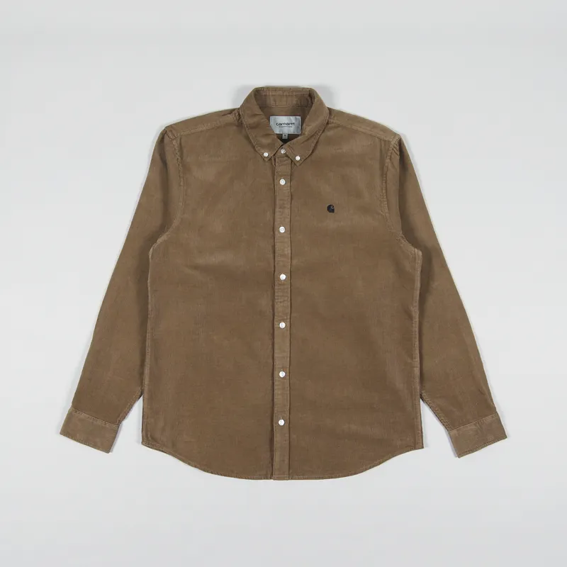 Carhartt WIP Long Sleeve Madison Fine Cord Shirt Buffalo Black