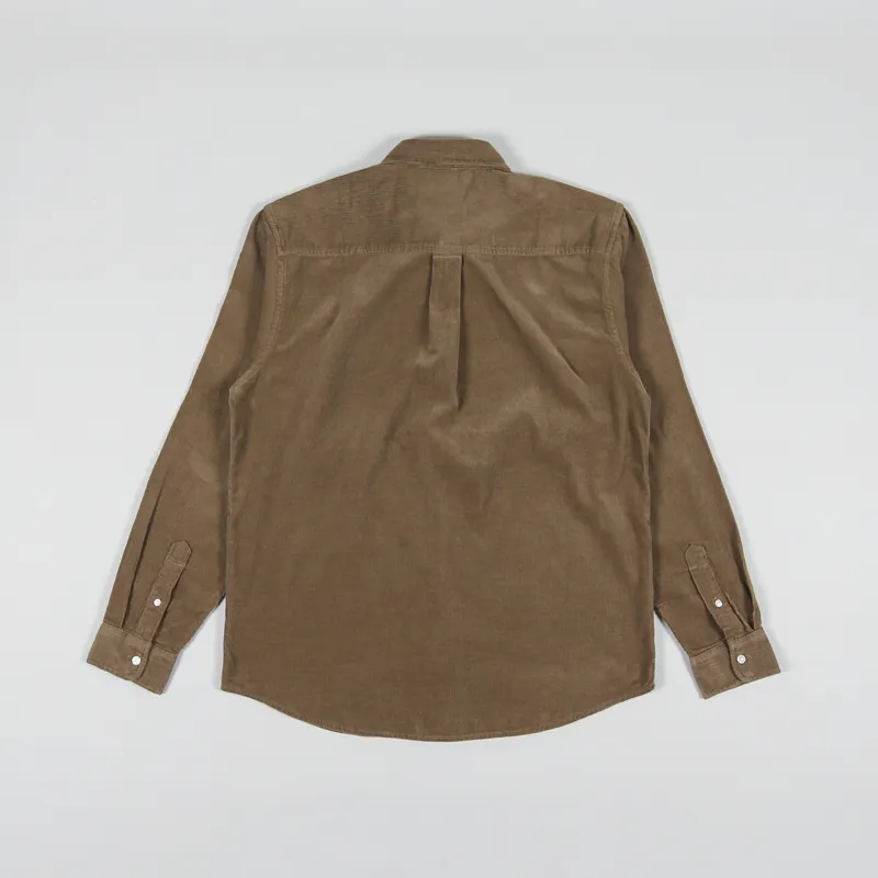 Carhartt WIP Long Sleeve Madison Fine Cord Shirt Buffalo Black-1