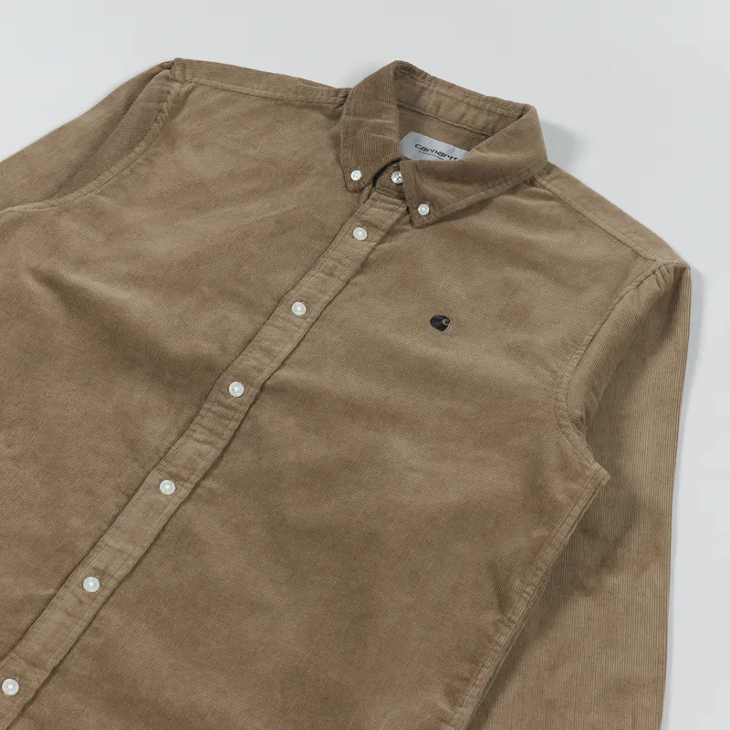 Carhartt WIP Long Sleeve Madison Fine Cord Shirt Buffalo Black-2