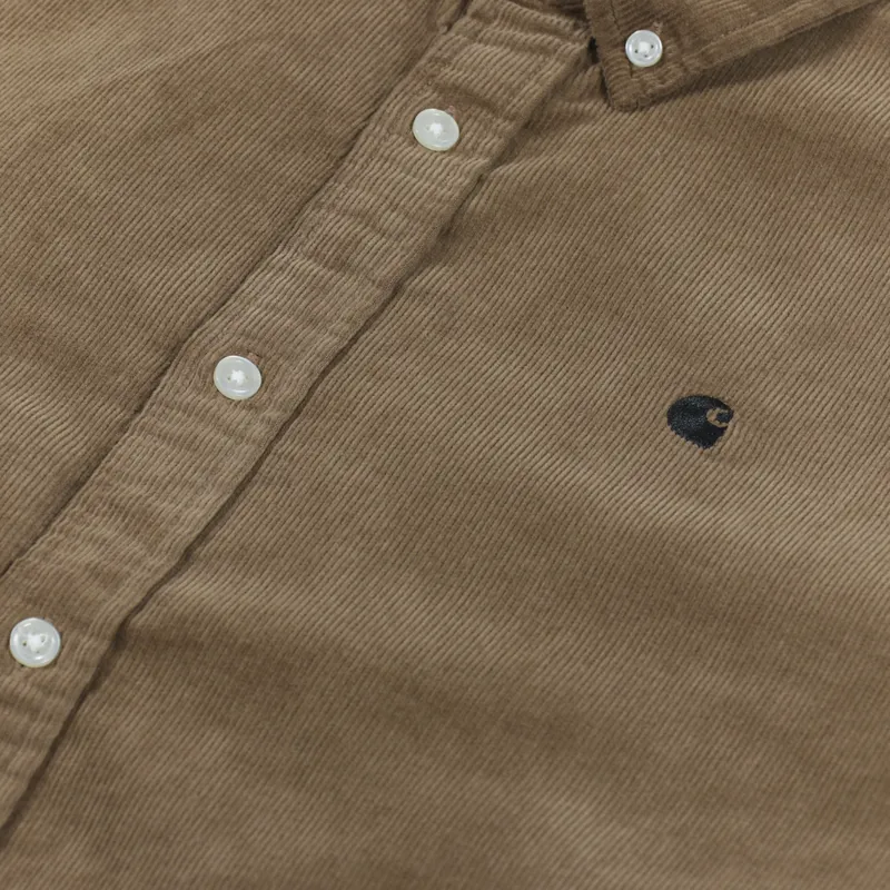 Carhartt WIP Long Sleeve Madison Fine Cord Shirt Buffalo Black-5