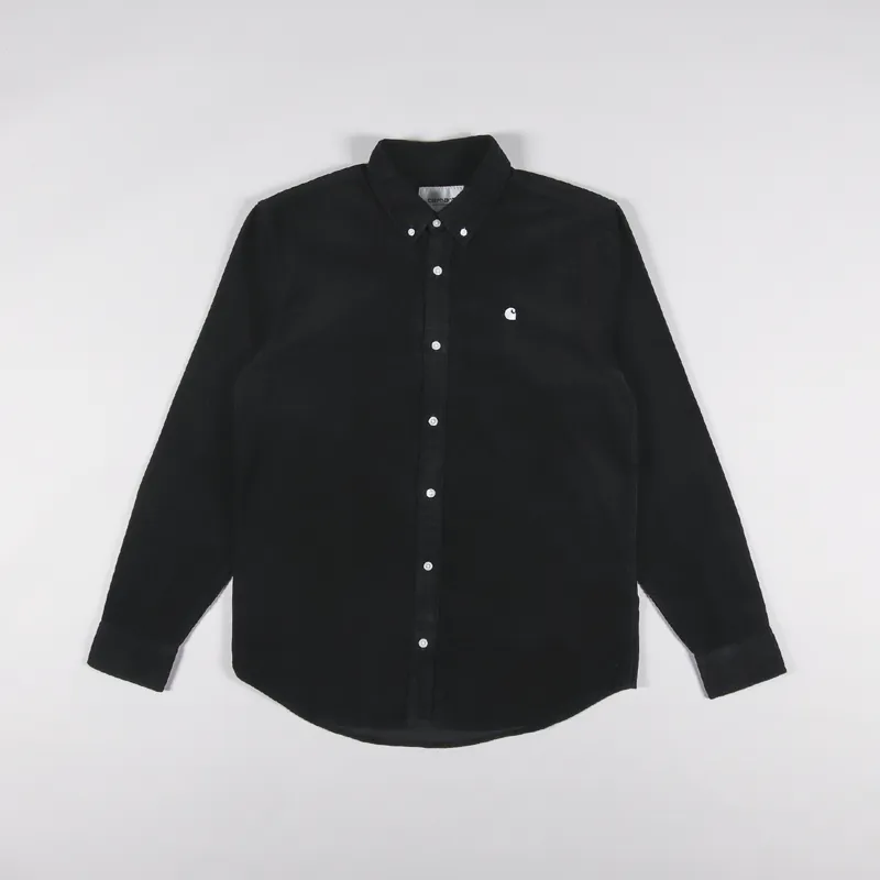 Carhartt WIP Long Sleeve Madison Fine Cord Shirt Black White