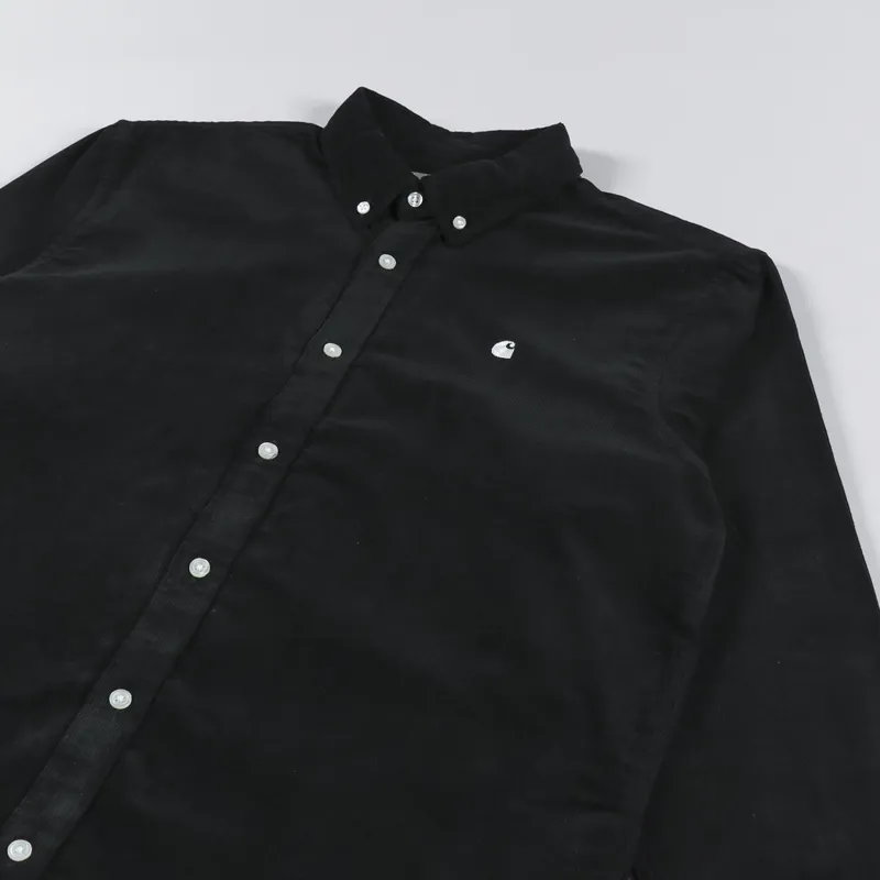 Carhartt WIP Long Sleeve Madison Fine Cord Shirt Black White-2