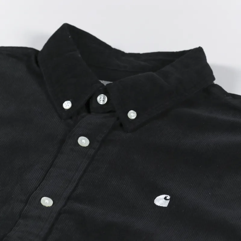 Carhartt WIP Long Sleeve Madison Fine Cord Shirt Black White-3