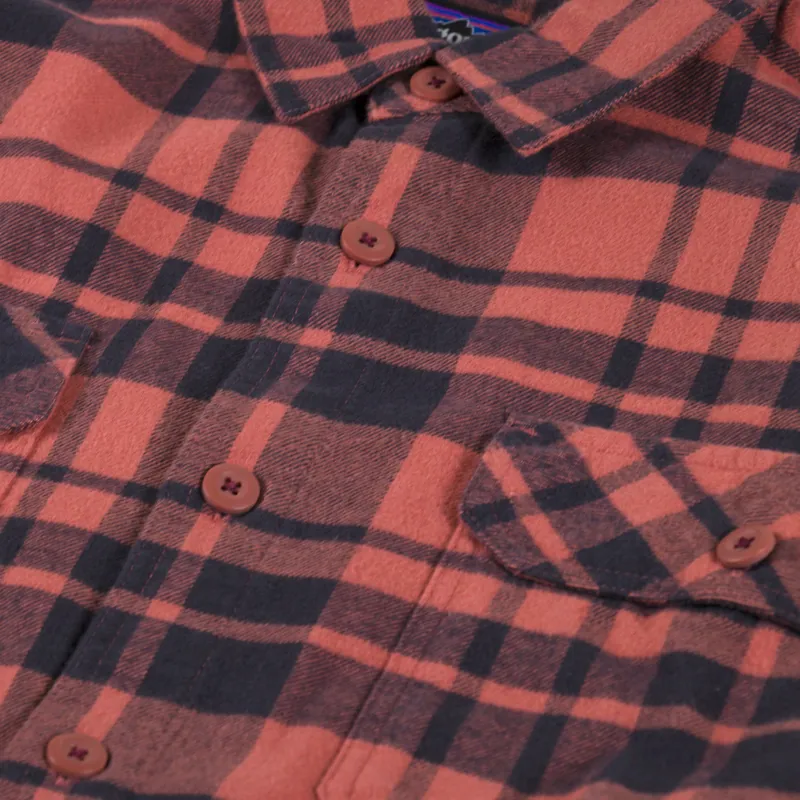 Patagonia Long Sleeve Organic Cotton Midweight Fjord Flannel Shirt Ice Caps Burl Red-2