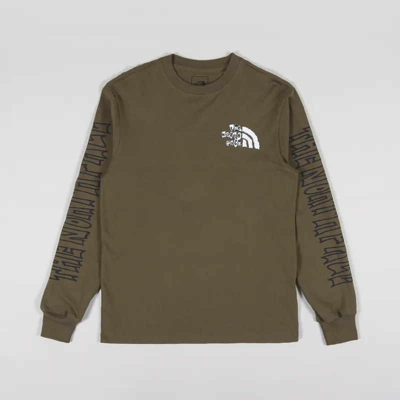 The North Face Long Sleeve Printed Heavyweight T Shirt Military Olive