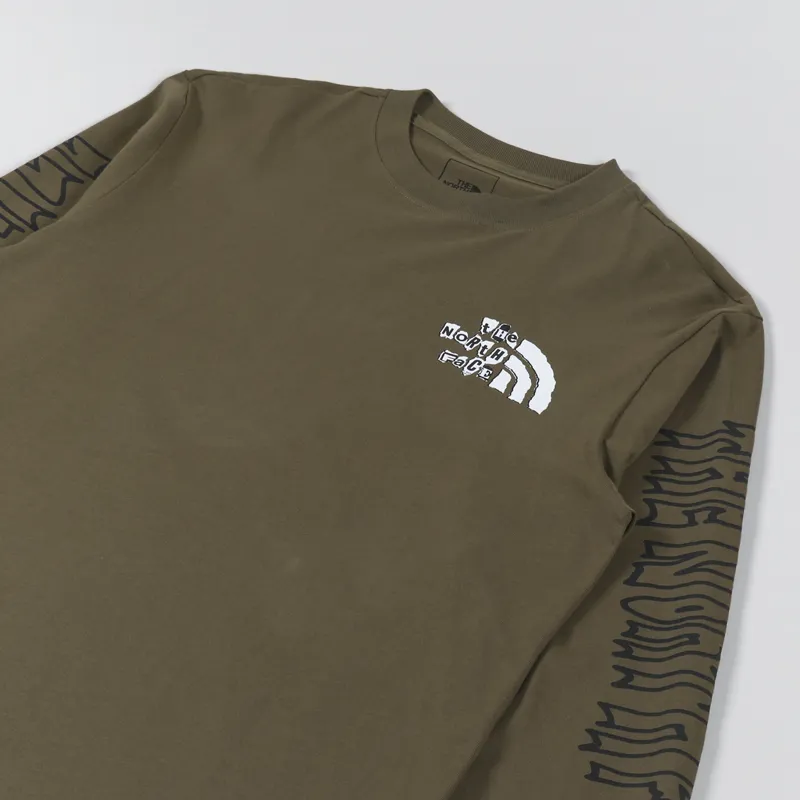 The North Face Long Sleeve Printed Heavyweight T Shirt Military Olive-2