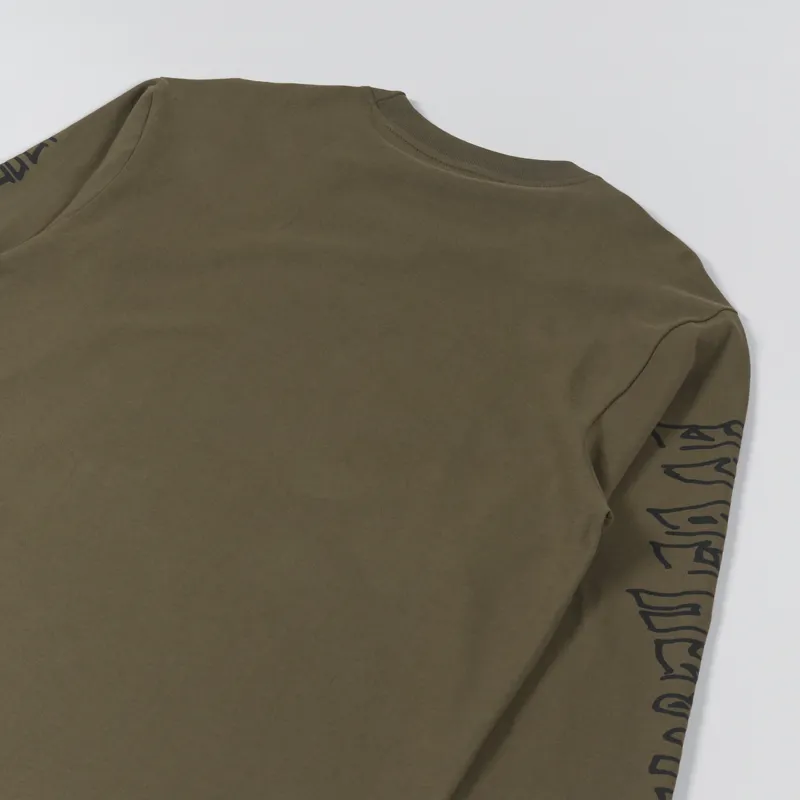 The North Face Long Sleeve Printed Heavyweight T Shirt Military Olive-3