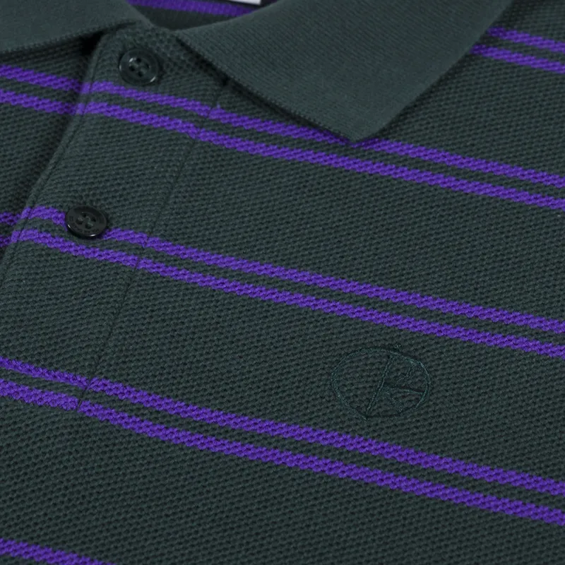 Polar Skate Co. Long Sleeve Stripe Polo Shirt Dark Teal-4