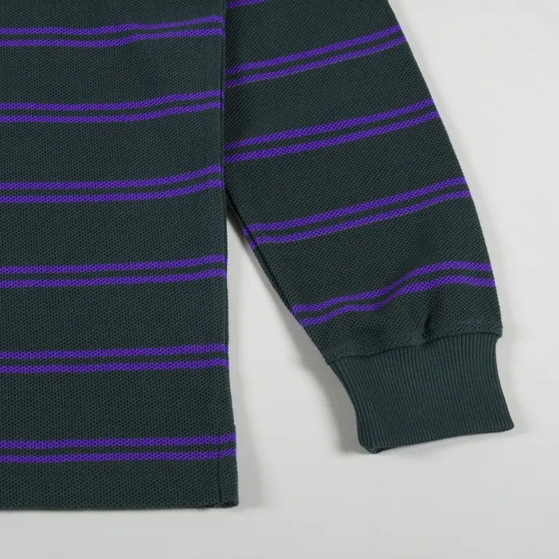 Polar Skate Co. Long Sleeve Stripe Polo Shirt Dark Teal-5
