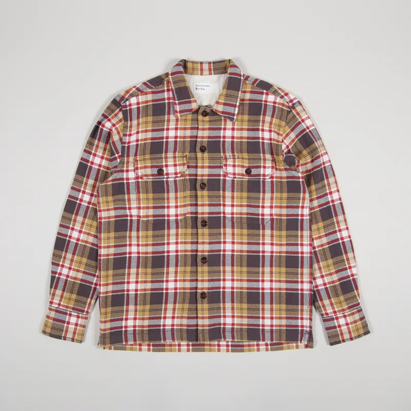 Universal Works Long Sleeve Utility Shirt Sand Red