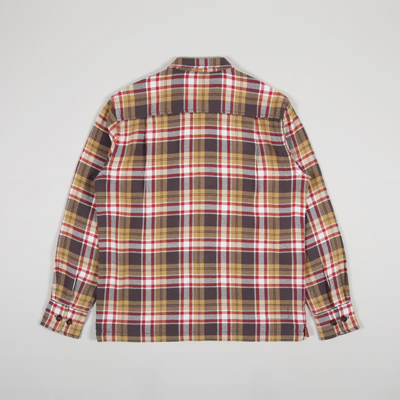 Universal Works Long Sleeve Utility Shirt Sand Red-1