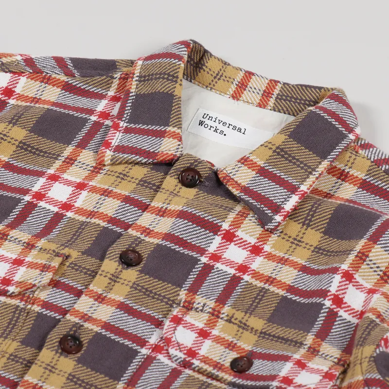 Universal Works Long Sleeve Utility Shirt Sand Red-8
