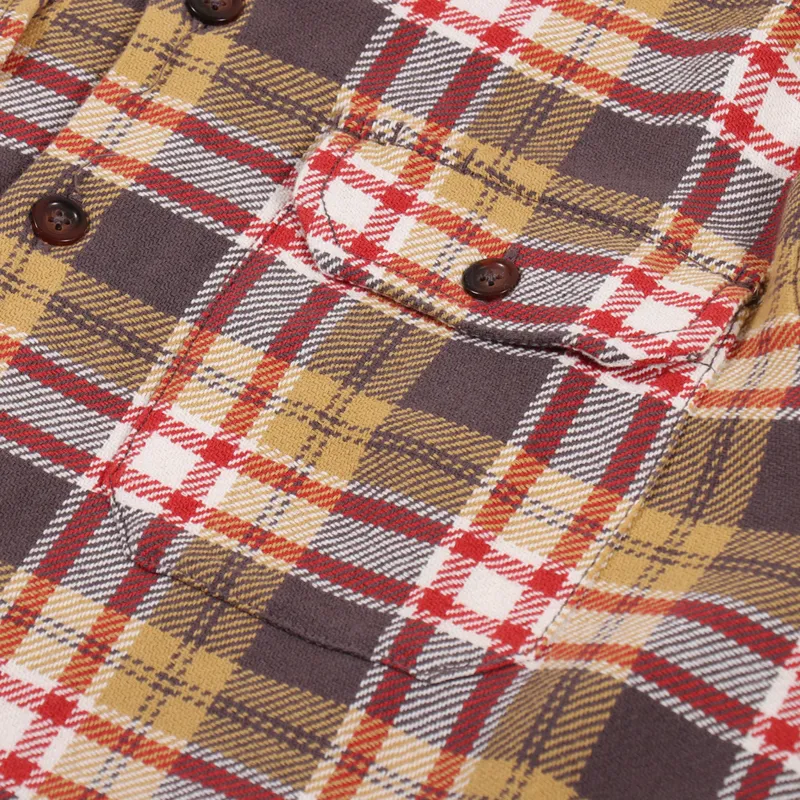 Universal Works Long Sleeve Utility Shirt Sand Red-7