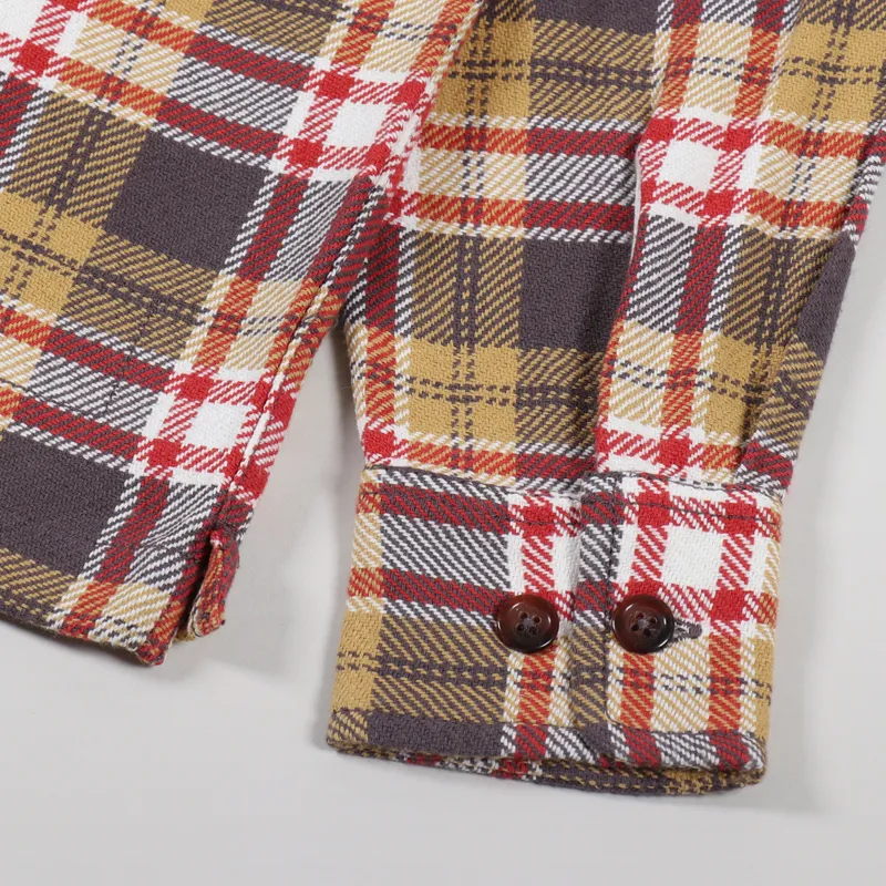 Universal Works Long Sleeve Utility Shirt Sand Red-4