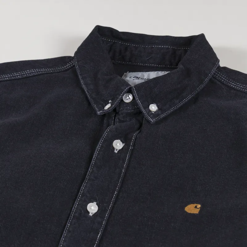Carhartt WIP Weldon Shirt Black Stone Washed-2
