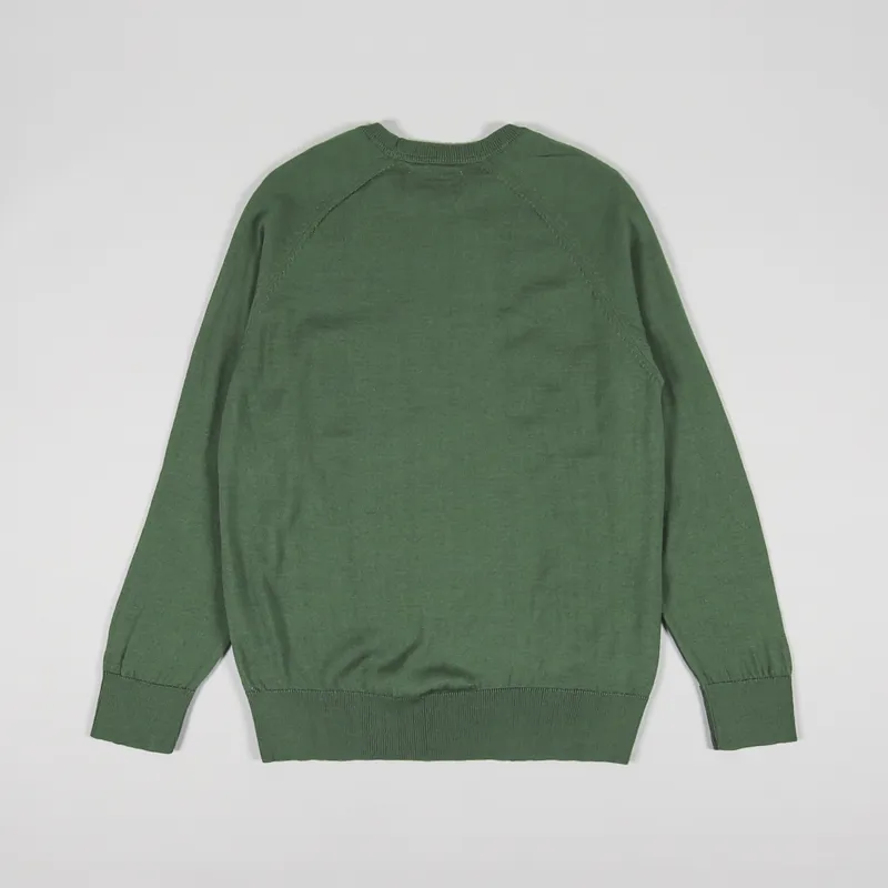 Universal Works Loose Pocket Crew Sweater Green Merino Knit-1