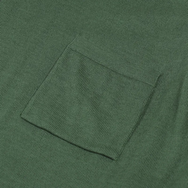 Universal Works Loose Pocket Crew Sweater Green Merino Knit-4