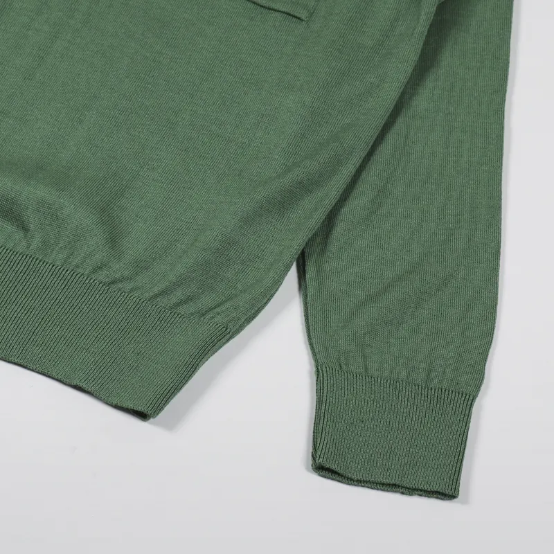 Universal Works Loose Pocket Crew Sweater Green Merino Knit-3