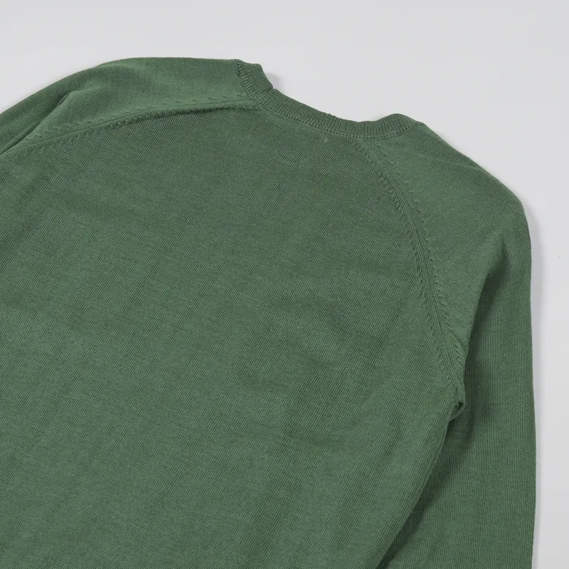 Universal Works Loose Pocket Crew Sweater Green Merino Knit-5