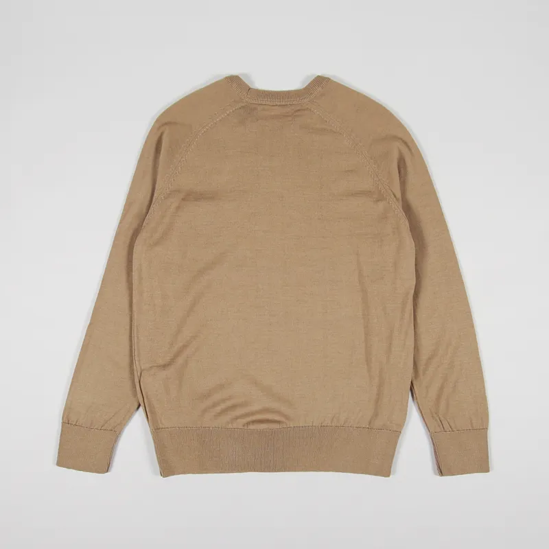 Universal Works Loose Pocket Crew Sweater Sand Merino Knit-1