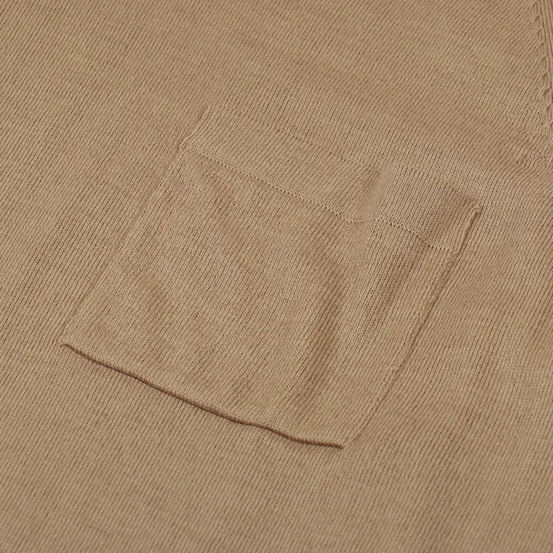 Universal Works Loose Pocket Crew Sweater Sand Merino Knit-4