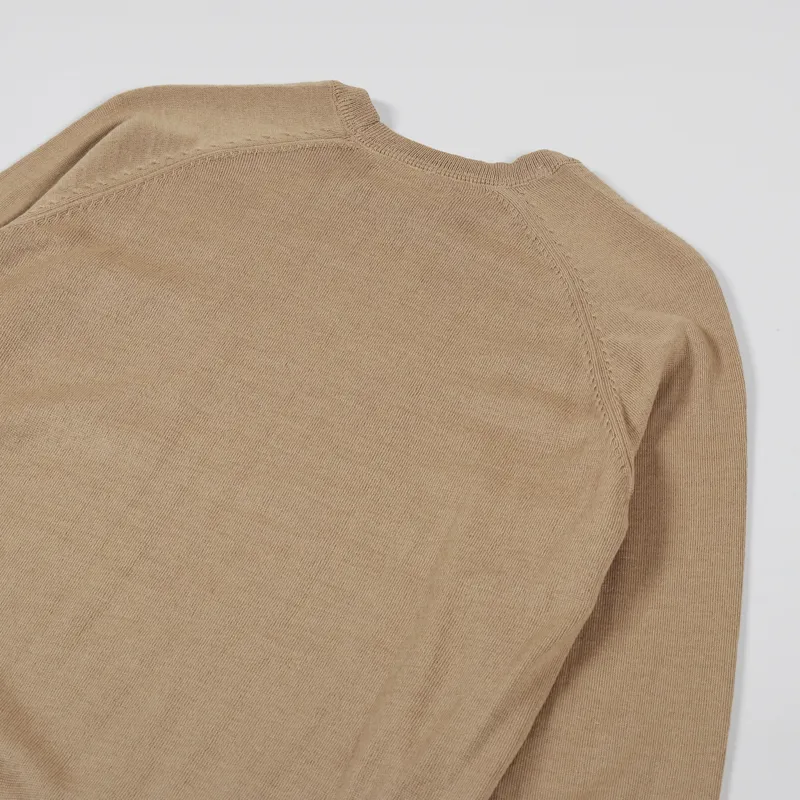 Universal Works Loose Pocket Crew Sweater Sand Merino Knit-5