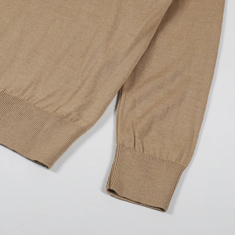 Universal Works Loose Pocket Crew Sweater Sand Merino Knit-3