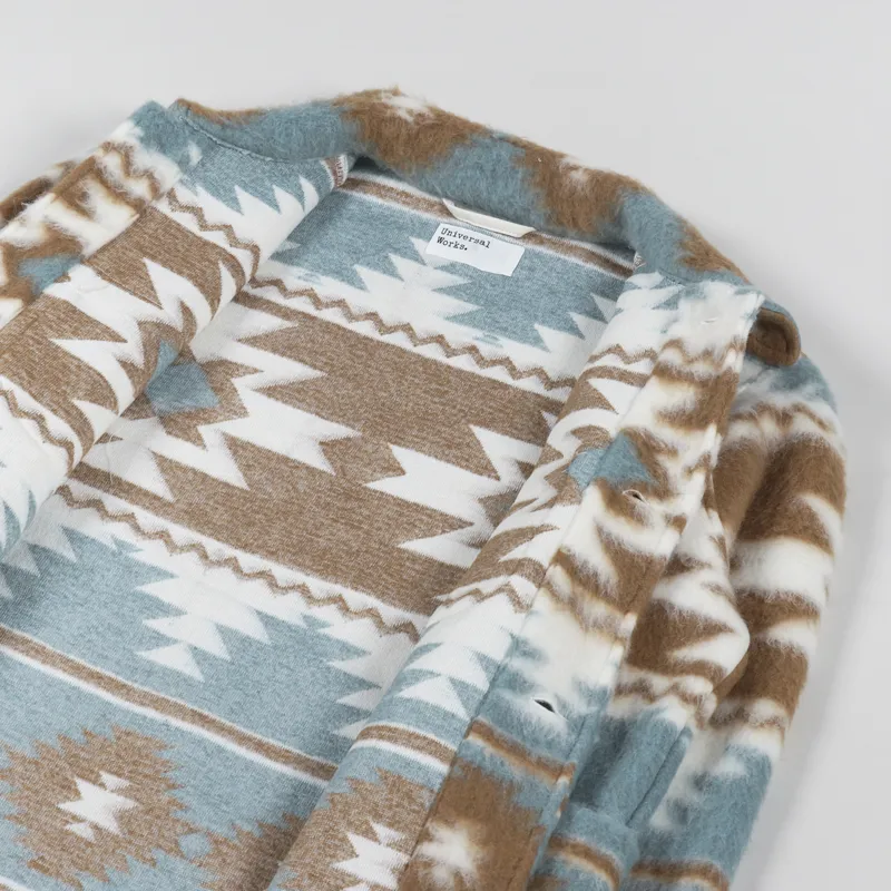 Universal Works Lumber Jacket Sand Ecru Santa Fe Fleece-4