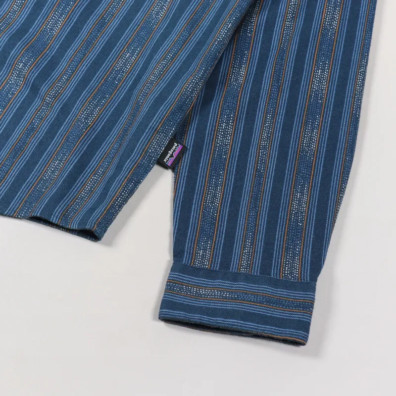 Patagonia Lightweight Fjord Flannel Shirt Ikat Rows Stone Blue-5