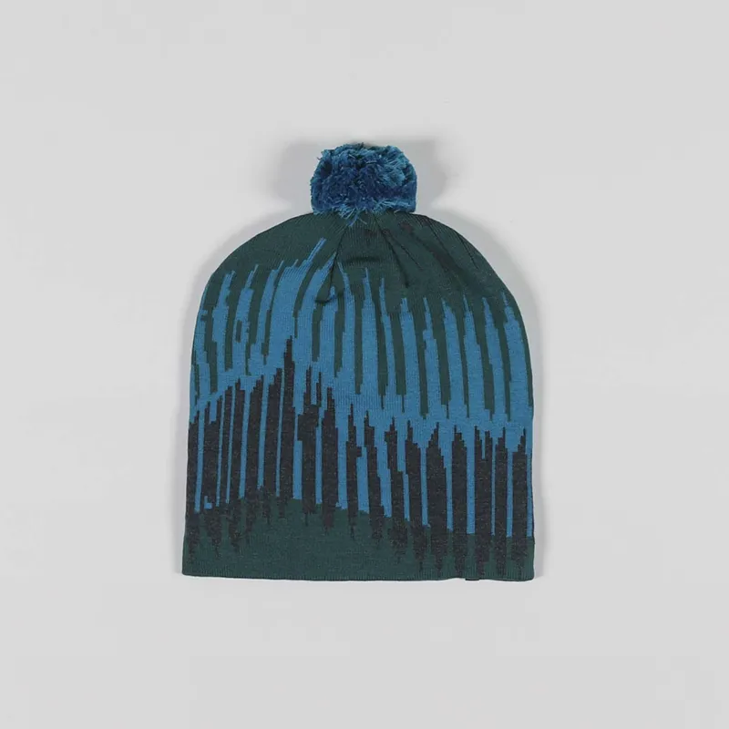 Patagonia Lightweight Powder Town Beanie Aurora Knit Dark Borealis Green-3