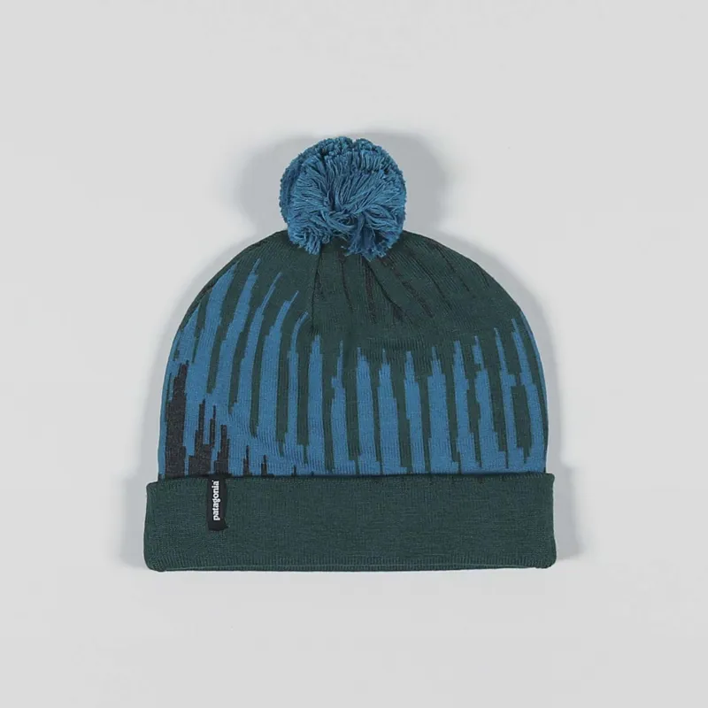 Patagonia Lightweight Powder Town Beanie Aurora Knit Dark Borealis Green