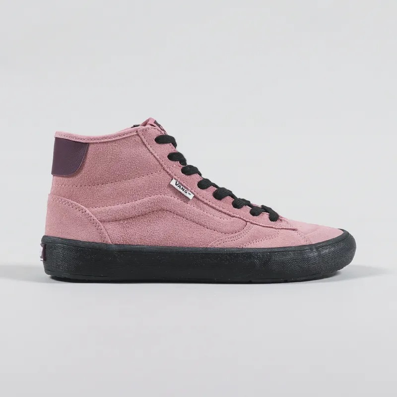 pink and black high top vans