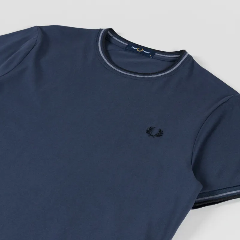 Fred Perry Twin Tipped T Shirt Dark Airforce Stockport Blue Black-1