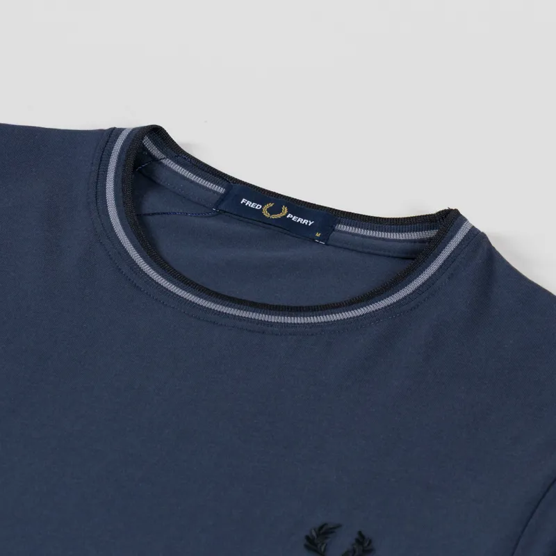 Fred Perry Twin Tipped T Shirt Dark Airforce Stockport Blue Black-2