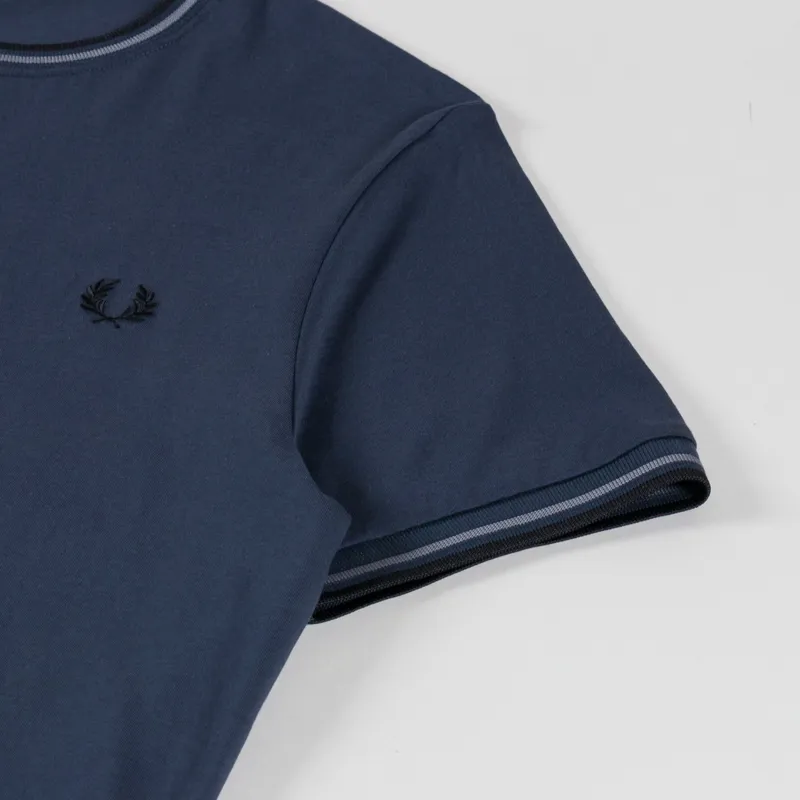 Fred Perry Twin Tipped T Shirt Dark Airforce Stockport Blue Black-4