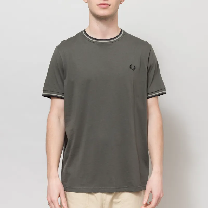 Fred Perry Twin Tipped T Shirt Field Green Seagrass Black