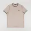 Fred Perry Twin Tipped T Shirt Warm Oat Court Green Tobacco