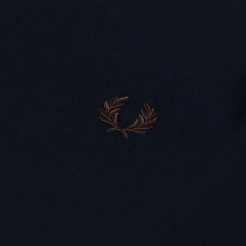 Fred Perry Twin Tipped T Shirt Navy Warm Oat Burnt Tobacco-3